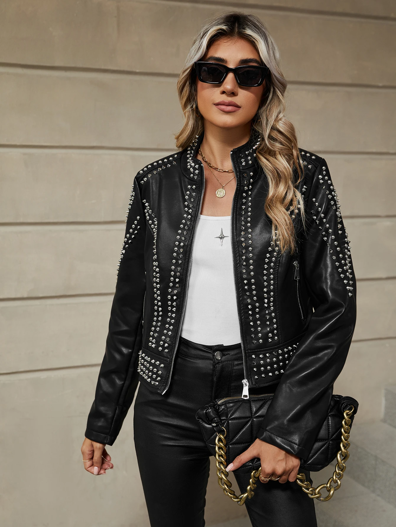 

Женская винтажная короткая куртка из искусственной кожи с бахромой и поясом для осенне-зимней кожаной женской куртки