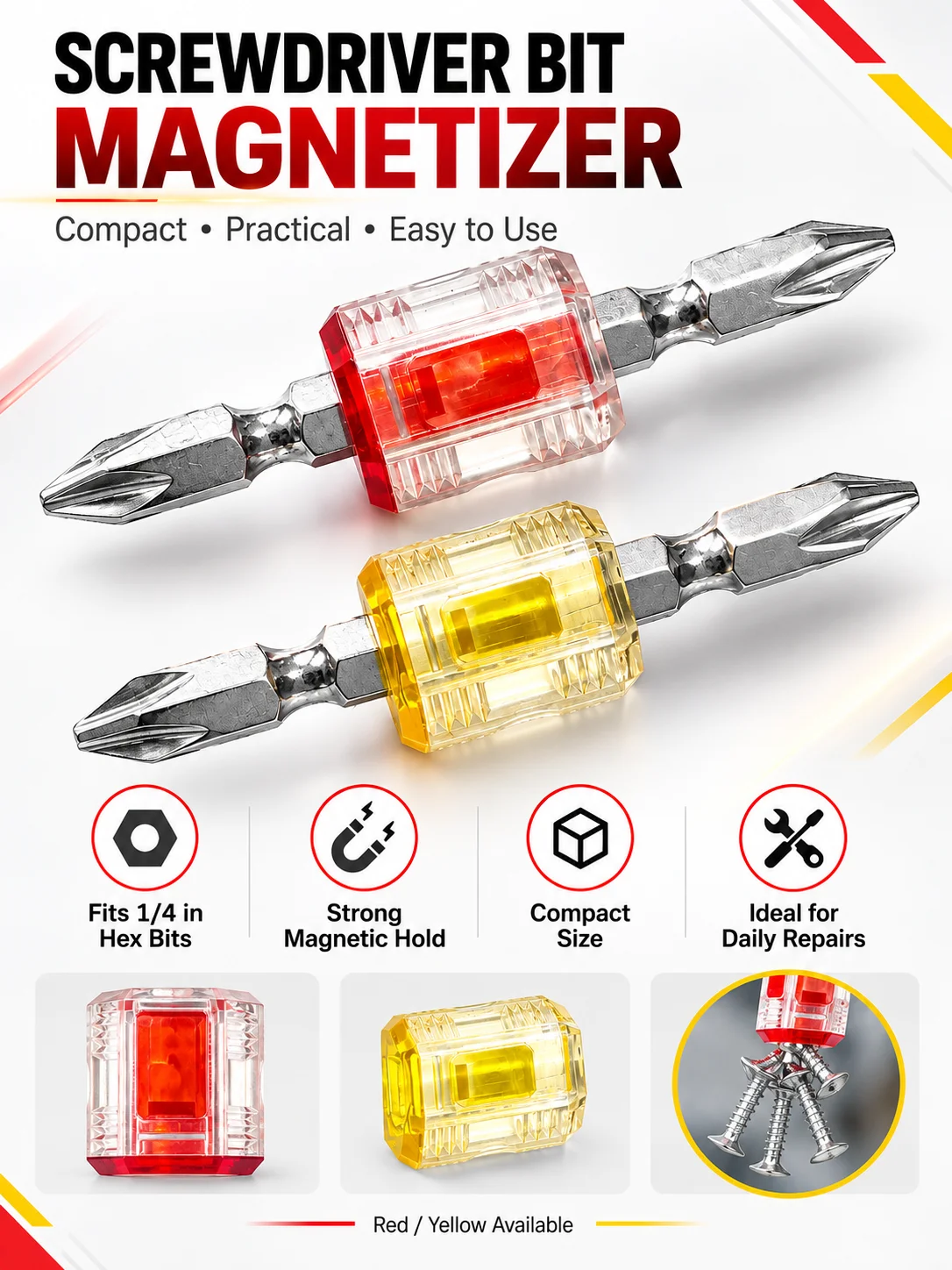 Magnetisier- und Entmagnetisierungswerkzeug, 1/4 Zoll 6,35 mm Magnetring für Schraubendreherbits, starker Magnetisierer für Elektrobohrerbits – Detail 1