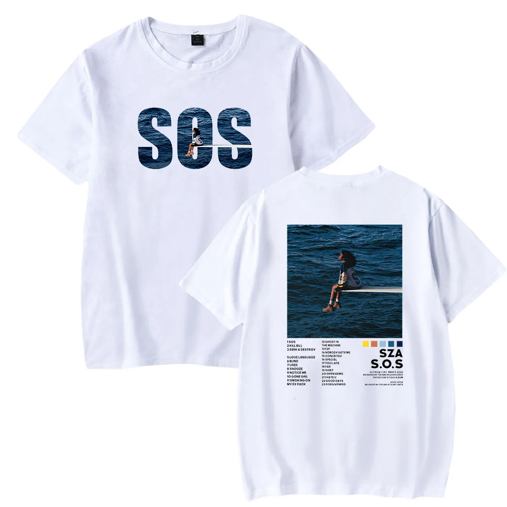 SZA Merch New Music Album SOS T-shirt Crewneck Short Sleeve Tee Men Women's Tshirt  Fashion Clothes