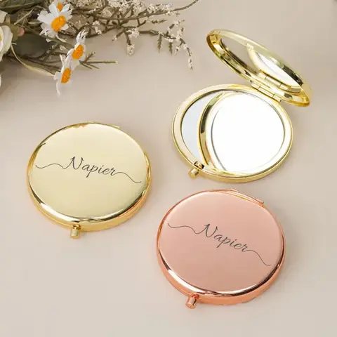 1pc Lovely Napier example Custom Text Fold Mirror Pocket Mirror Folding Mirror Wedding Guest Gifts
