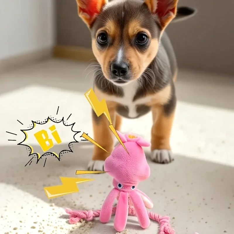 Pet Plush Toy, Chew Toy for Dogs, Teething Training for Puppies, Sound-Making Toy, Octopus Shape,  Dog Supplies