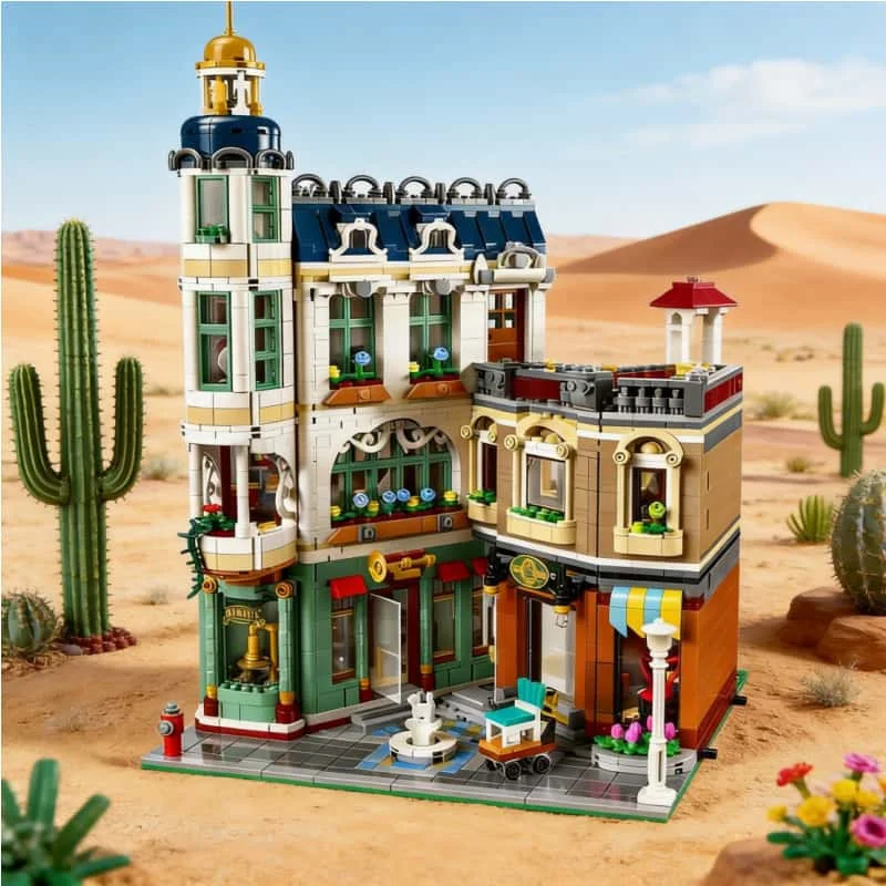 

2026 New modular building European shopping district urban building brick mold Christmas toy adult gift