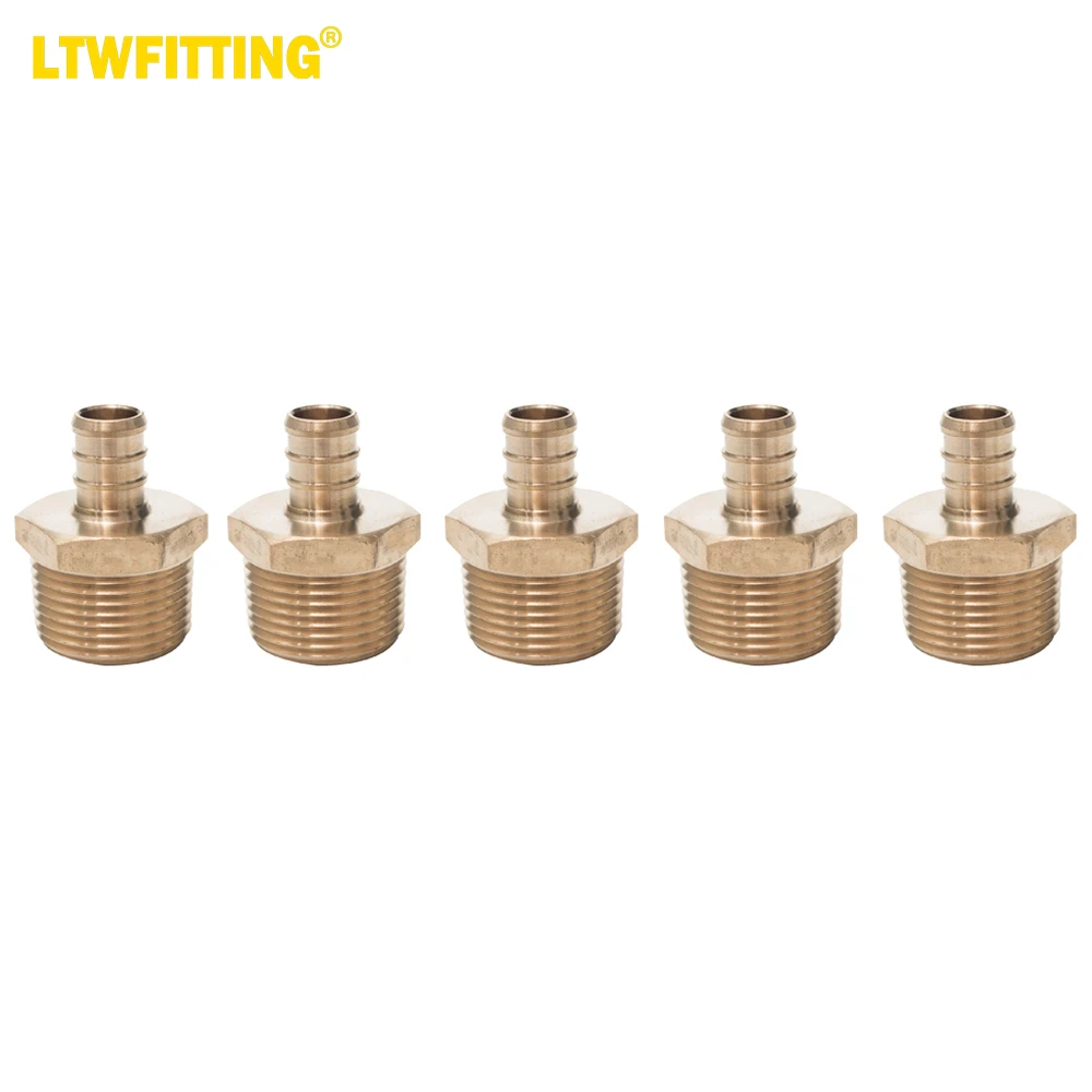 

LTWFITTING No Lead Brass PEX Adapter Fitting 1/2-Inch PEX x 3/4-Inch Male NPT Crimp Adaptor (Pack of 5)