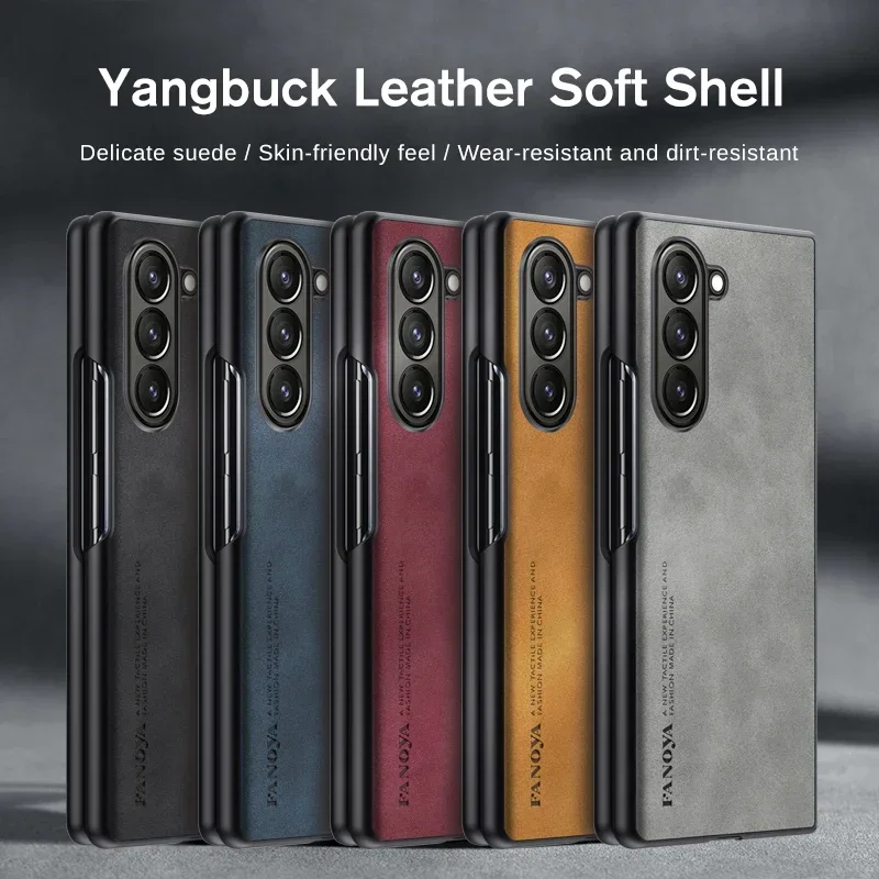 Luxury Sheepskin Leather TPU Camera Protect Case for Samsung Galaxy Z Fold 7 6 5 4 3 Skin Feel Sheepskin Phone Fold Soft Cover