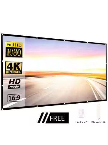 60 84 100 120 150 Inch Projector Screen Portable Projection Screen16:9,Outdoor Movie Screen For Travel Home Theater For HY300