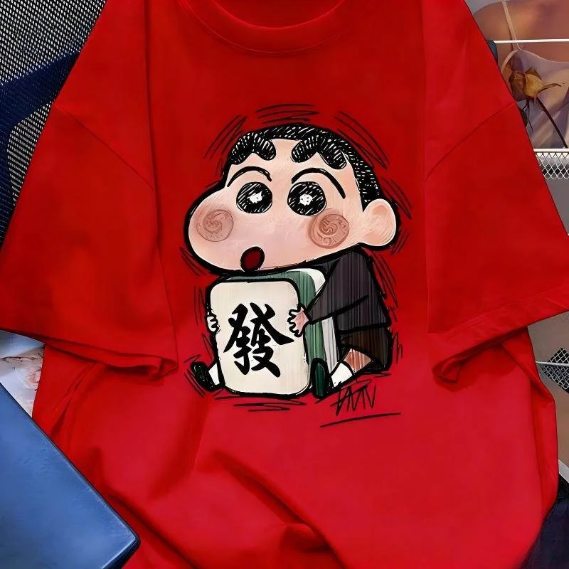 

Summer Casual Cute Crayon Shin Chan Printed Cotton Comfortable T-shirt Adults Children Parent Child Couple Loose Sportswear