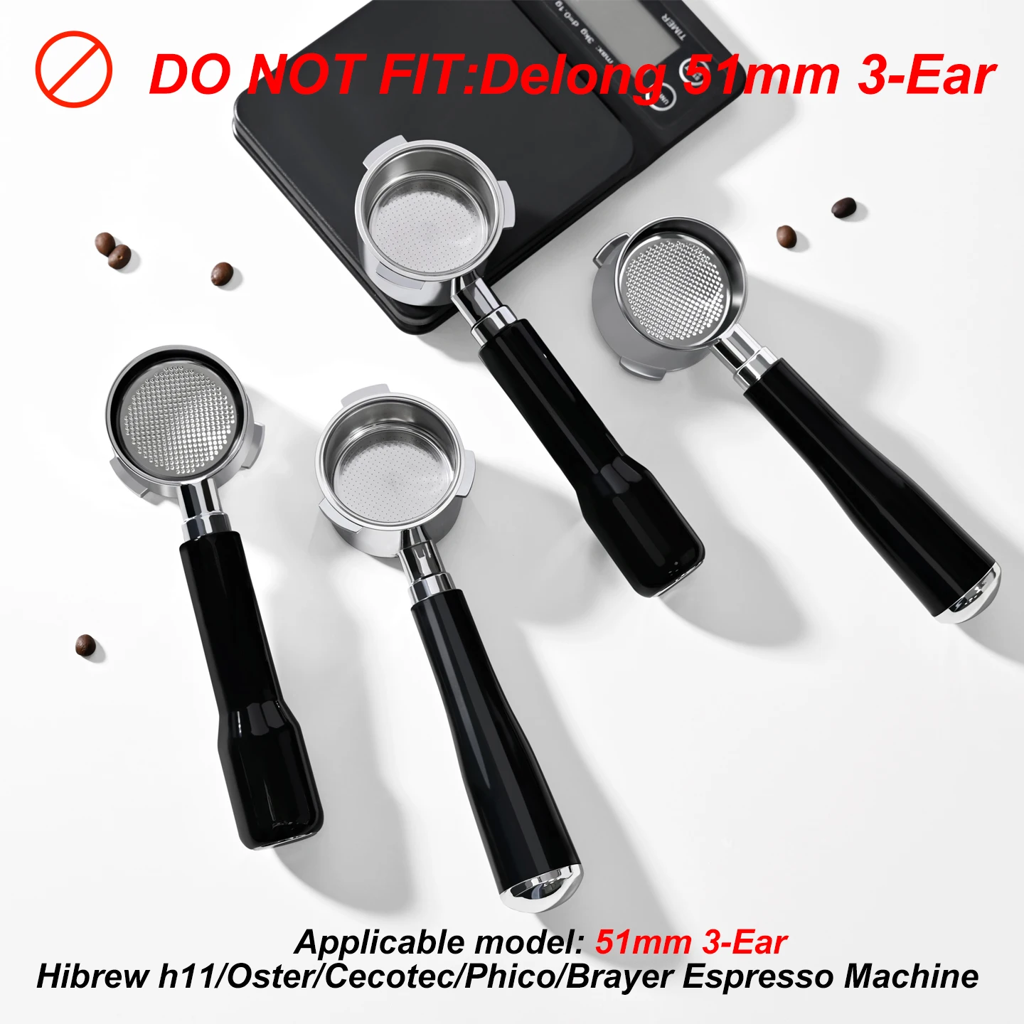51mm Coffee Bottomless Portafilter With Filter Basket For Homix H11 Oster Cecotec Hibrew Espresso Machine Handle Cafe Tools