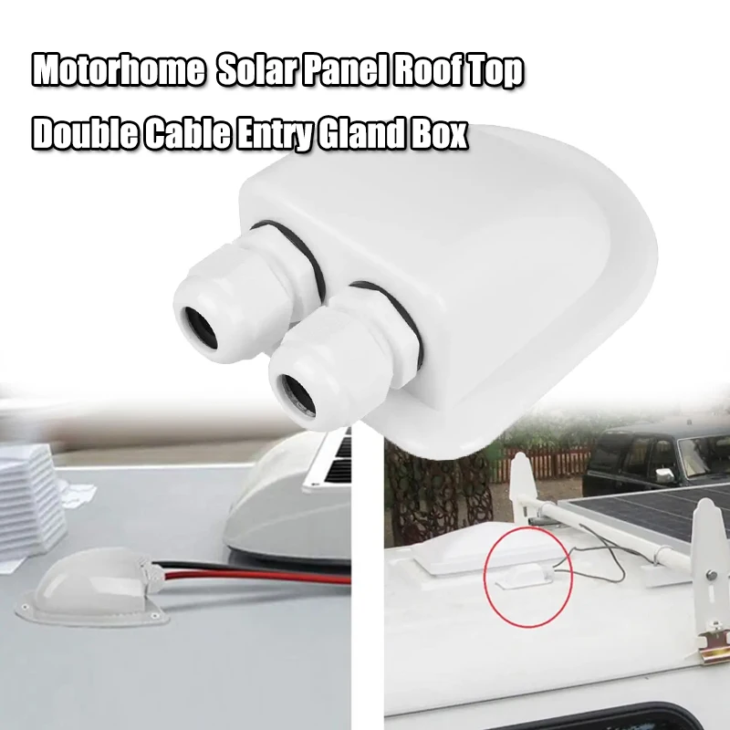 Caravan Solar Junction Box Dual Cable Entry Gland For Solar Project On Car RV Boat Cabin Roof Vehicle Yacht Camper Accessories