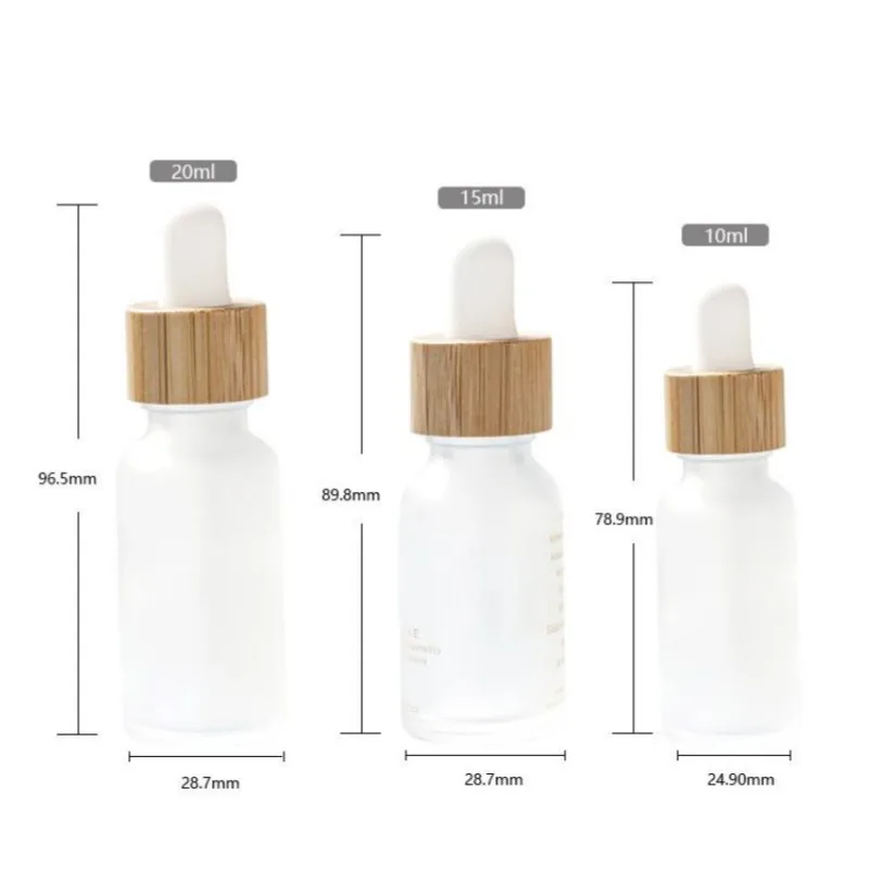 Wood Refillable Dropper Bottle Frosted Essential Oil Glass Aromatherapy Liquid Container 5-100ml Drop For Massage Pipette Bottle