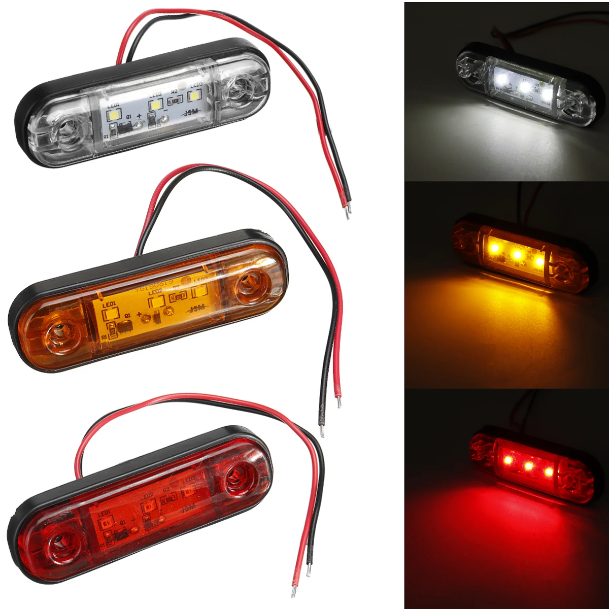 

2PCS For Trailer Truck Caravan Side Clearance Marker Lamp Warning Lights LED Side Marker Lamp Red Yellow White 12V- 24V