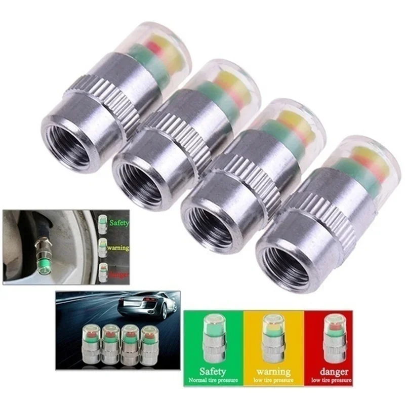 4pcs/Set Plastic core type car tire valve cap High precision tire pressure monitoring cap Air pressure detection warning