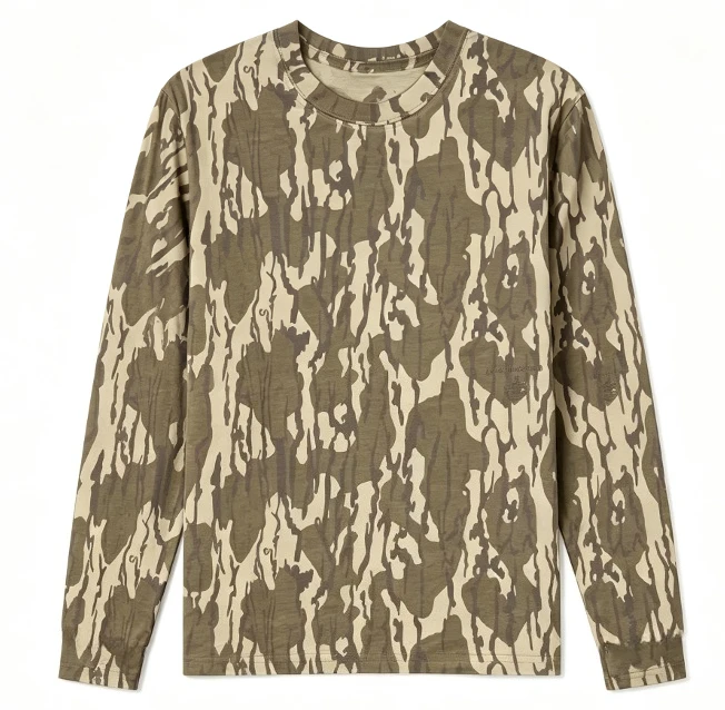 Camo Long Sleeve T‑Shirt Tree Leaf Camouflage Print Crew Neck Straight  Tee Casual Outdoor Hunting Streetwear Unisex Tops ﻿ - view 5