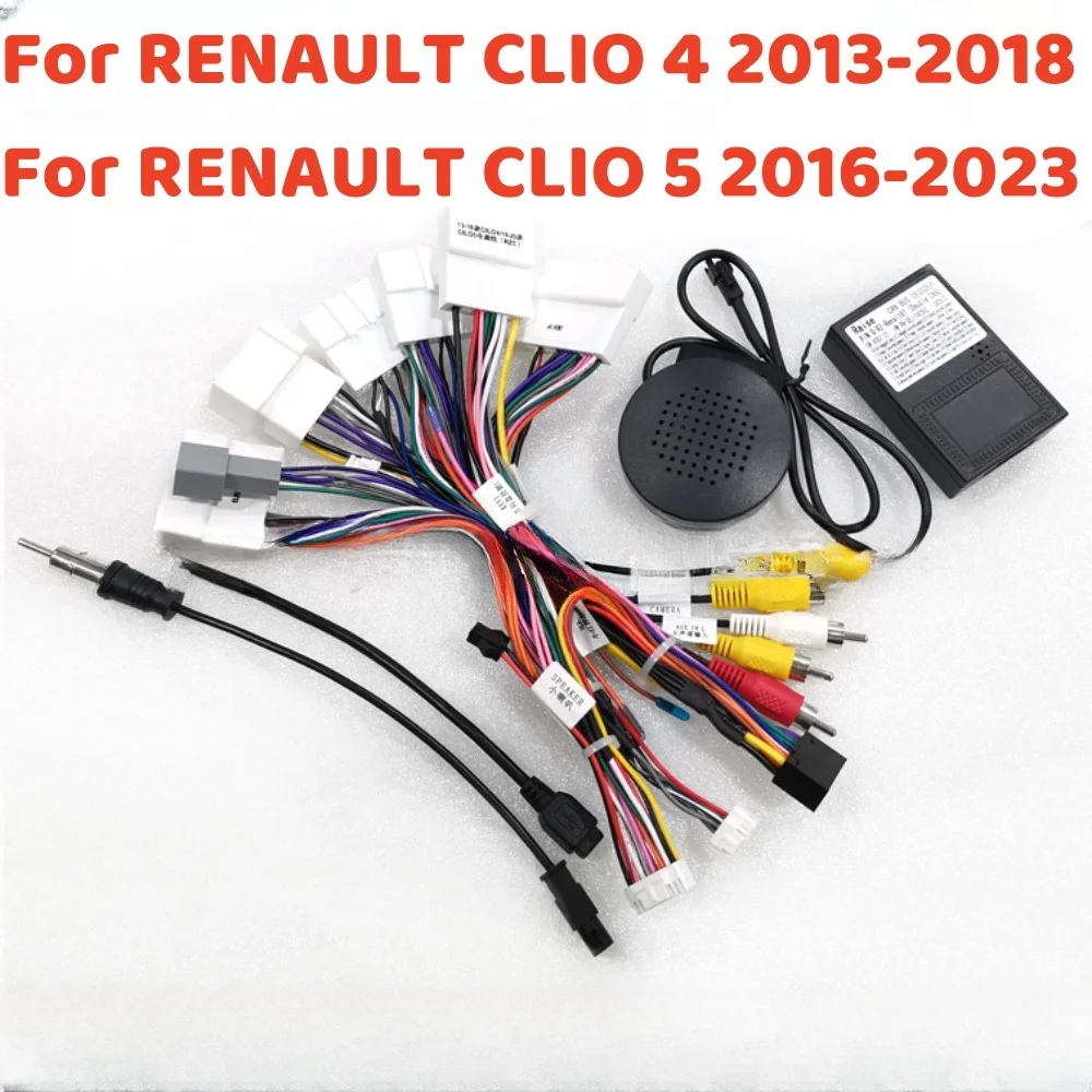 Car 16 Pin Wiring Harness Adapter Canbus Decoder Android 2 Din Radio Power Cable For Renault CLIO 4 2013-2018/CLIO 5 2016-2023