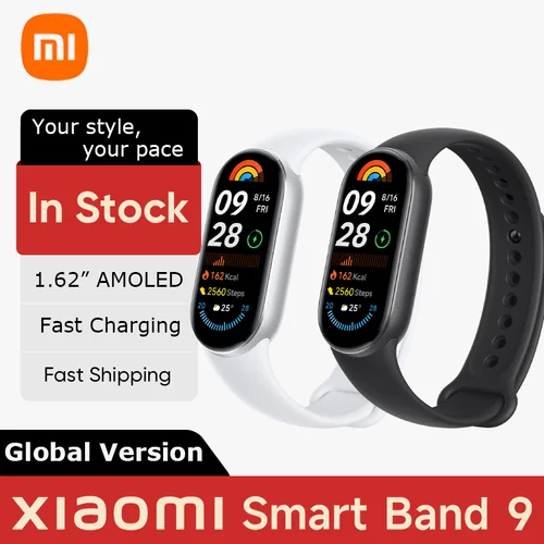Versión Global Xiaomi Smart Band 9 pulsera inteligente Mi Band 9 pulsera inteligente 1,62 ""pantalla AMOLED monitoreo de salud batería de 21 días