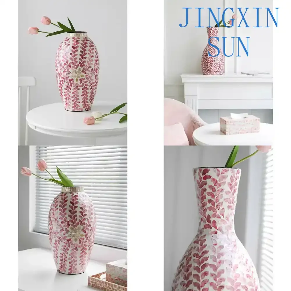 Premium Pink Shell Ceramic Vase for Desktop Flower Arrangement Home Living Room Decor Art Decoration Ornament for Modern