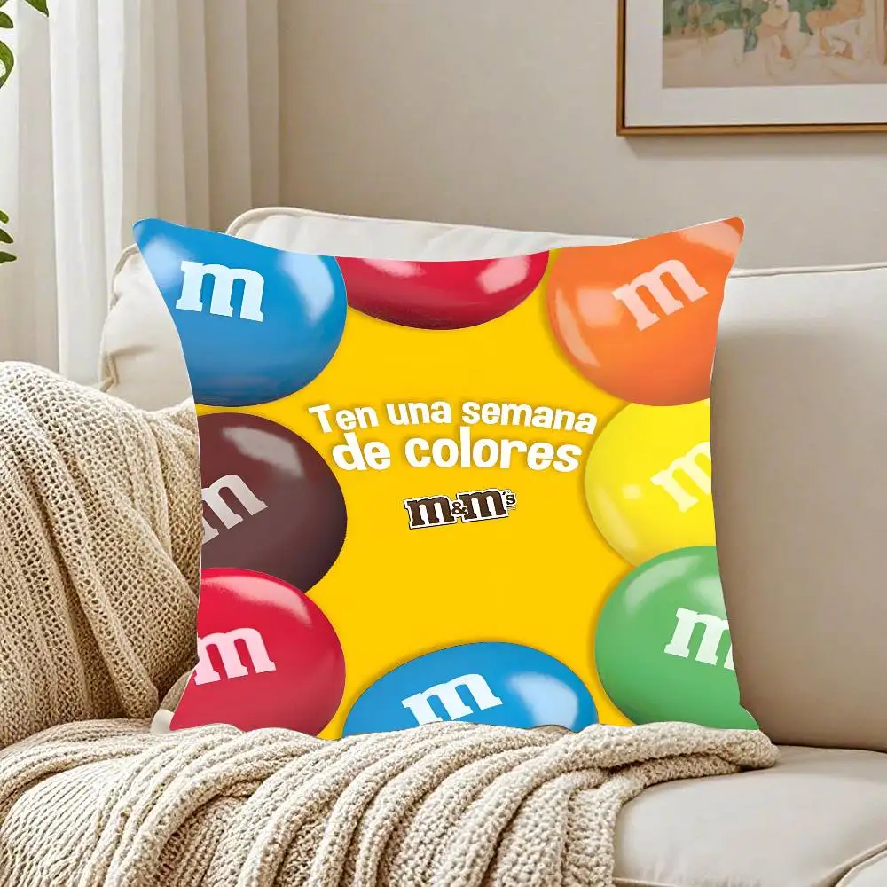 كيس وسادة M&M's Chocolate Candy Meme كيس وسادة مطبوع بنمط غطاء وسادة أريكة لغرفة المعيشة وديكور غرفة النوم