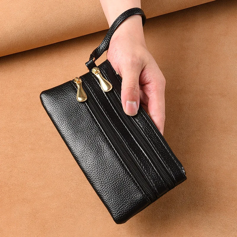 PU Leather Wallet 2026 Multi Zipper Long Clutch Purse Card Holder Phone Pouch Coin Bag Key Case Wristlet Handbag Women Ladies