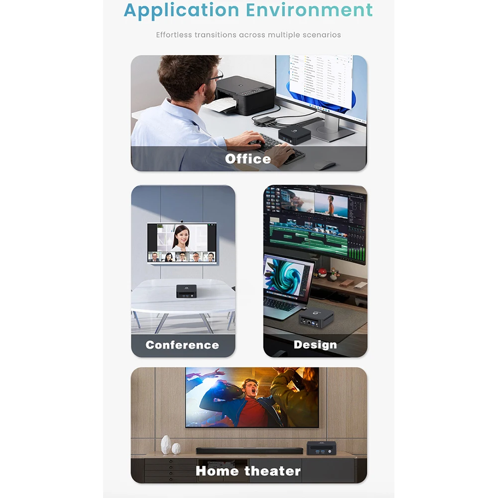 GenMachine AMD Ryzen 5 5600H Mini PC Windows 11 Max Support 64GB 3200Mhz RAM WIFI6 Desktop Office Computer gaming pc