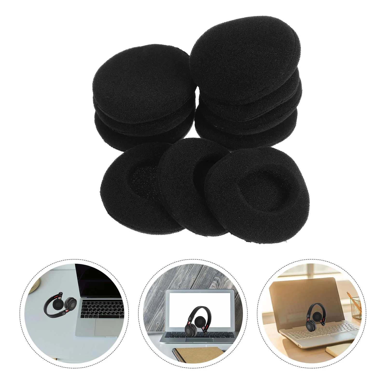 

10pcs Replacement Earbud Ear Pad Covers for 40mm Headset Earphones (Black) 40mm earphone covers 40mm headset pad