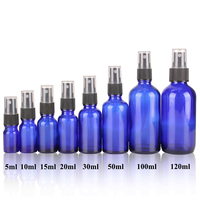 6/12/24pcs 5ml 10ml 15ml 20ml 30ml 50ml 100ml 120ml Cobalt Blue Glass Spray Bottles with Fine Mist Sprayer Refillable Bottle