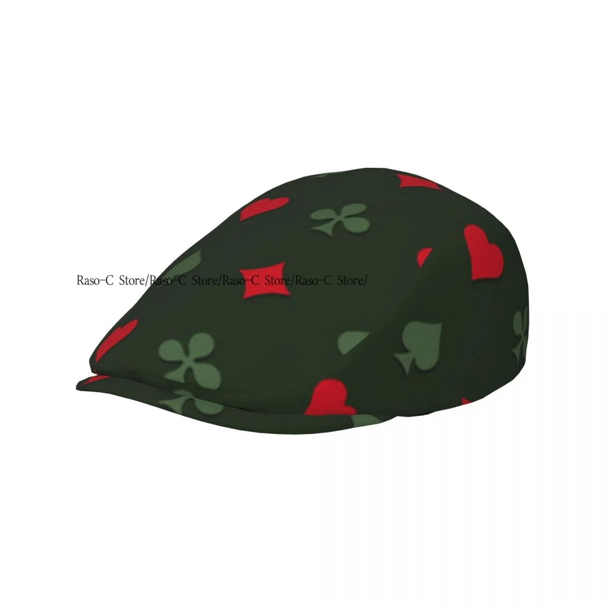 British Gatsby Newsboy Cap For Adults Poker Card Suits Pattern Flat Peaked Cap Autumn Winter Beret Hat
