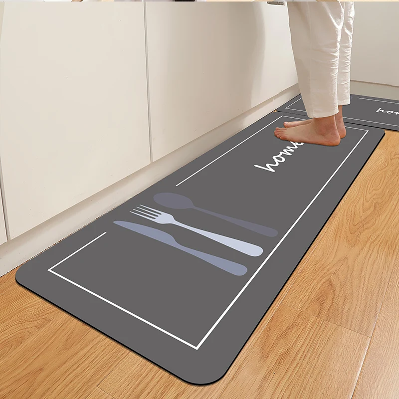 Langer Küchenteppich, Saugfähige Diatomeenerde-Bodenmatte für Badezimmer, Rutschfeste Fußmatte mit Gummisohle, Abteilungsmatte, Bodenmatte