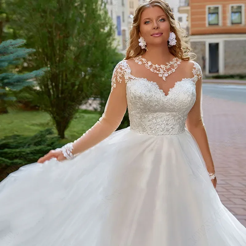 Luxurious sexy Sweetheart Princess Romantic Wedding dress Plus size lace applique floor-length beach wedding bridal party dress