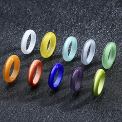 6mm Natural Stone Fengshui Lucky Ring Women Plain Wedding Band Healing Crystal Minimalist Gemstone Statement Promise Ring