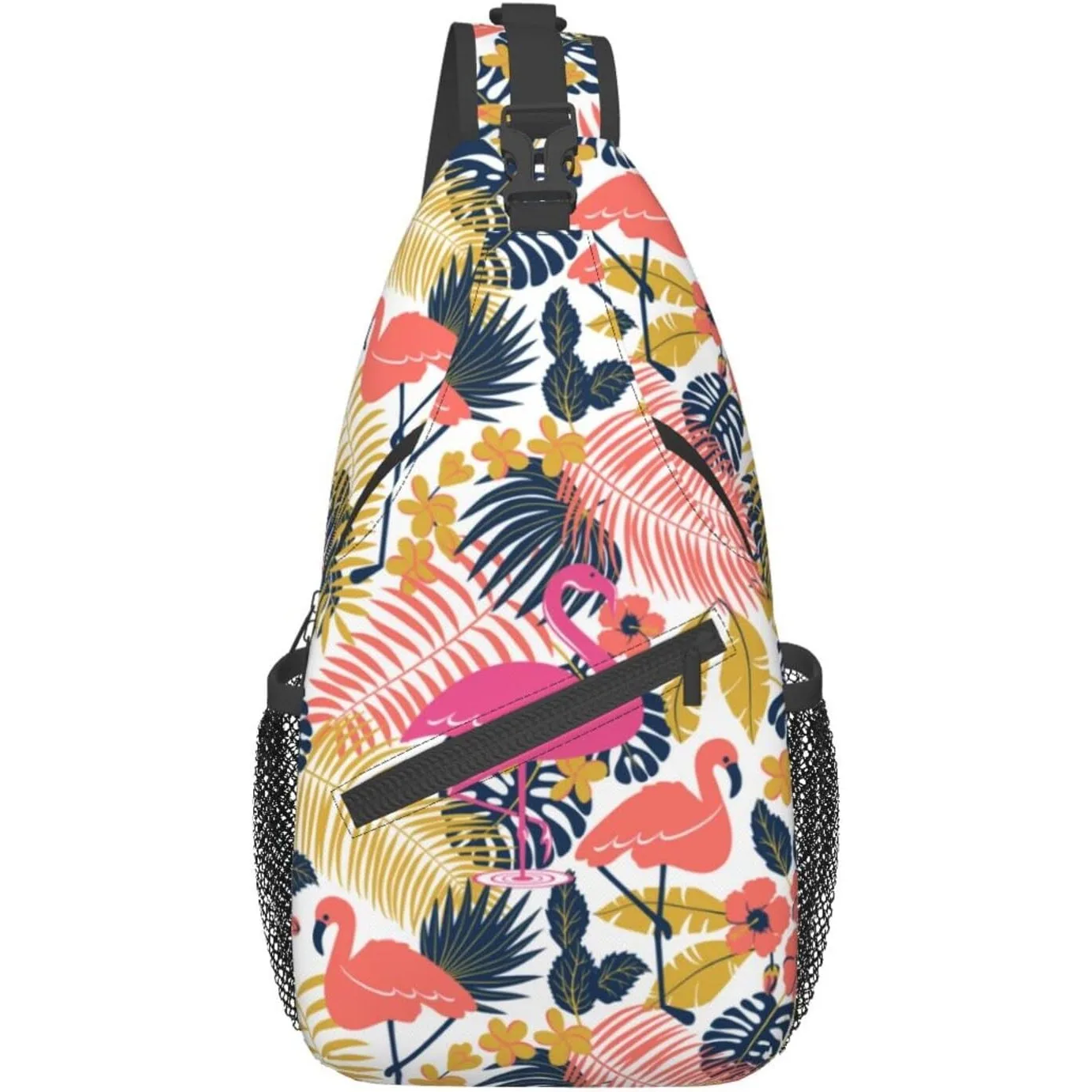 Bolso bandolera con estampado de animales tropicales, bandolera de viaje, mochila para el pecho, bolso de hombro para senderismo para hombres y mujeres