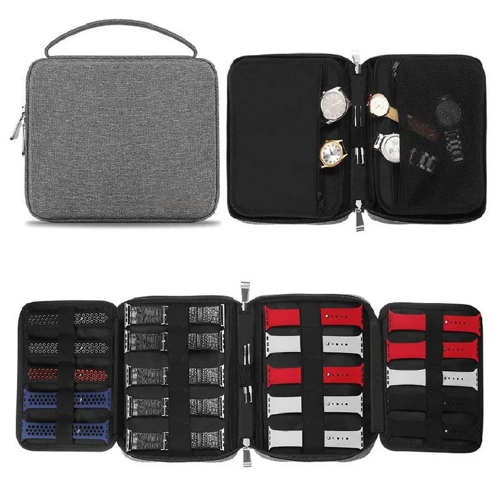 Watch Organizer Bag Multifunction Watch Strap Box Portable Nylon Watch Strap Case Hold 20 Watch Straps Travel Watch Straps Bag