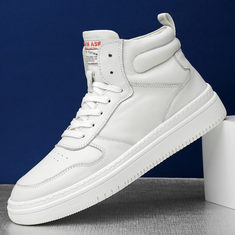 

2025 Men's New Autumn Leather Panel Sneakers - Breathable White Shoes for Casual & Sporty Wear