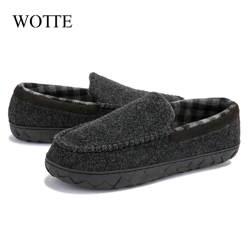 Men Cotton Slippers Microsuede Moccasins Shoes for Men Slip-On Flat Shoes with Memory Foam Sole Indoor Outdoor Casual Loafers