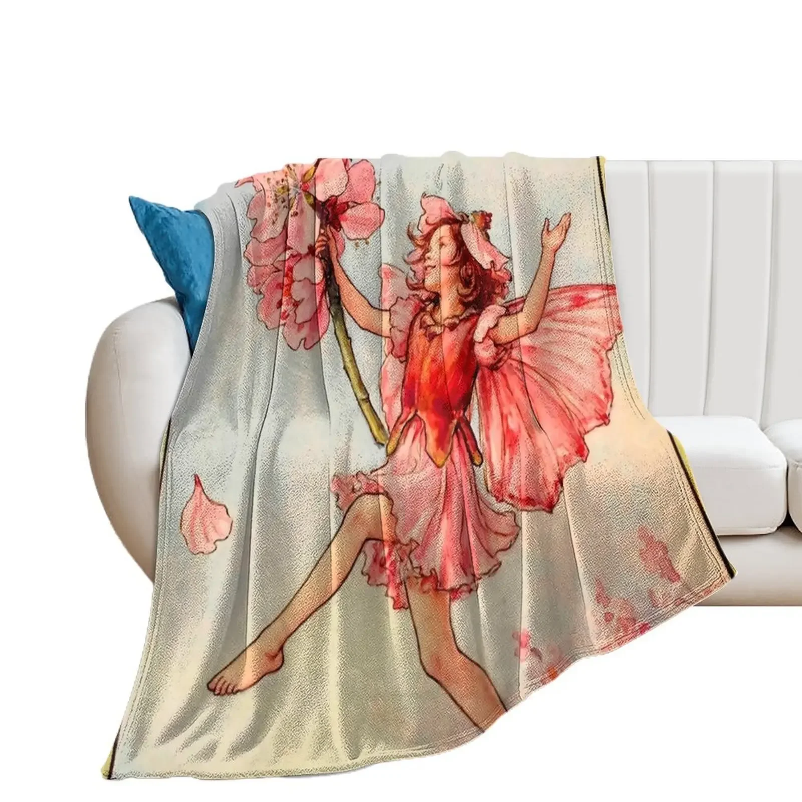 Cicely Mary Barker The Almond Blossom Fairy Throw Blanket Decoratives wednesday blankets ands Blankets