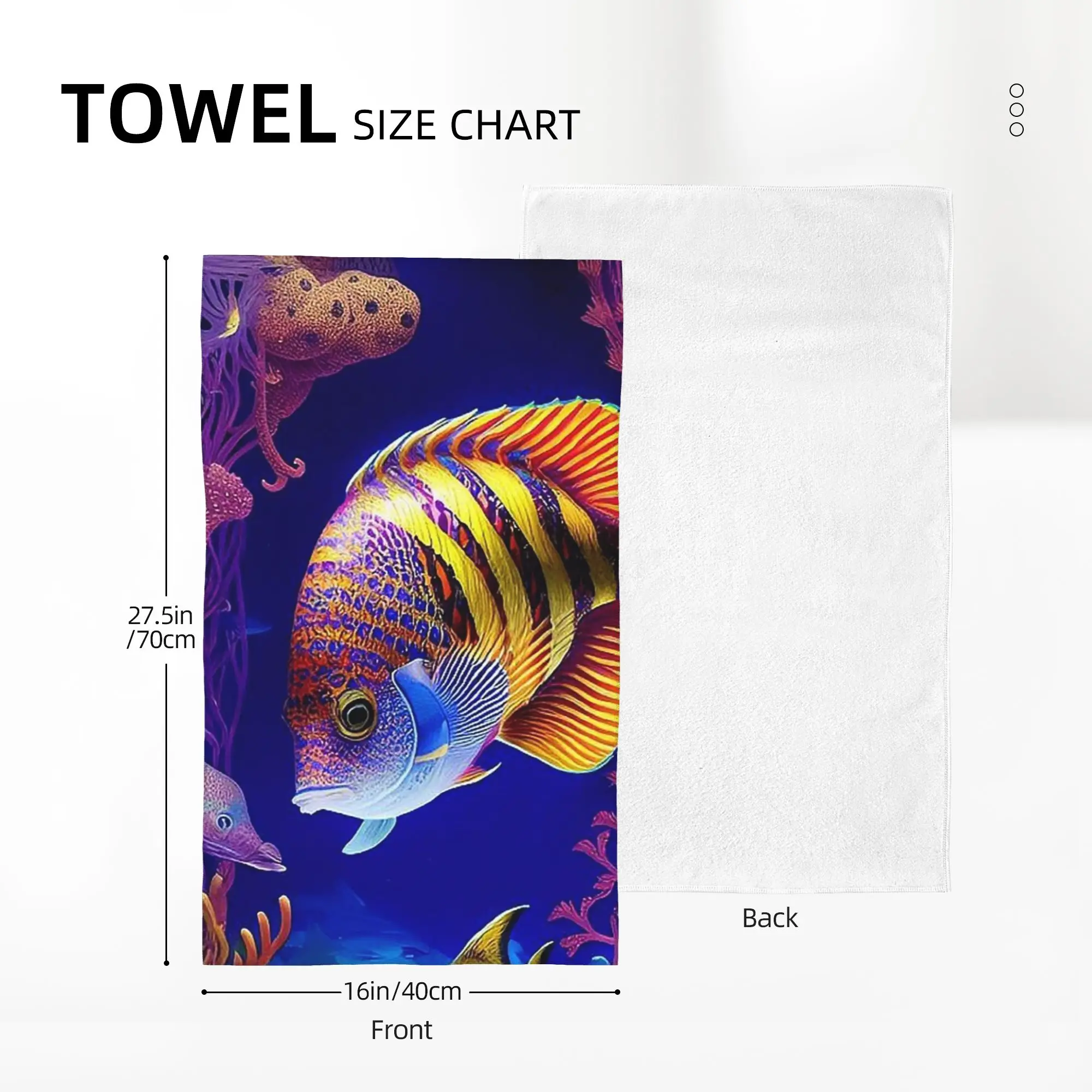 Custom Colorful fish in the ocean Tropical Fish Soft Face Towel Quick Dry Pool Bath Cotton Towels Absorbent Quick