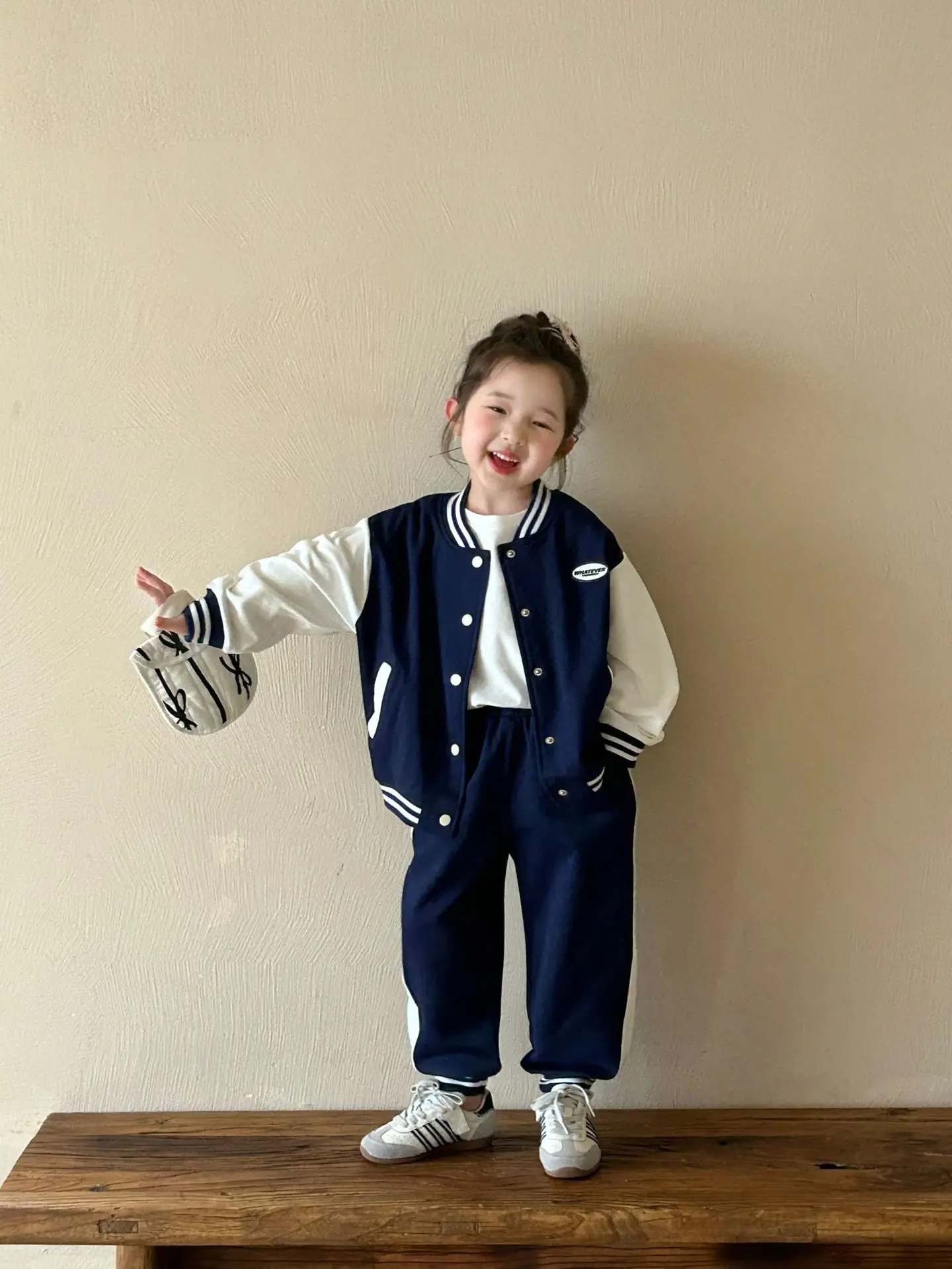 

Spring Korean-style Boys And Girls Back Cartoon Print Suit Baseball Suit
