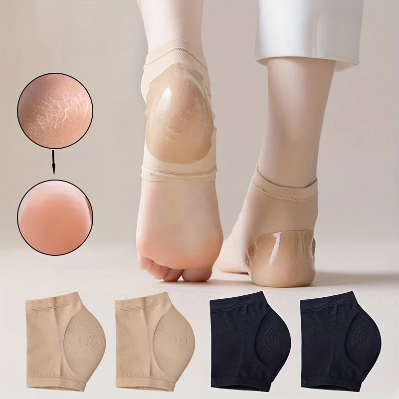 

6Pcs=3Pairs Heel Socks Anti Cracking Liner Moisturizing Gel Heel Sock Elastic Feet Heel Softener for Dry Heels Rough Skin Thin