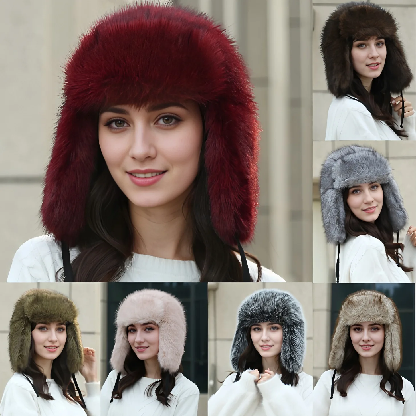 

Fashion Fluffy Winter Hats For Women Popular Russian Female Round Cap Faux Fur Hats Faux Raccoon Fur Beanies Faxu Fox Bomber Hat