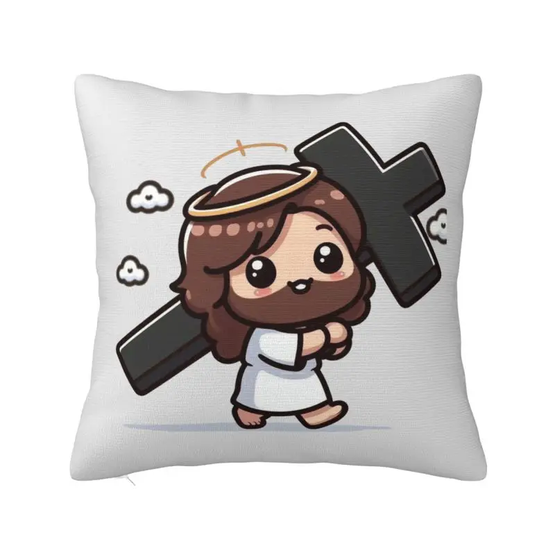 

Custom Christian Cross Square Pillow Case Home Decorative 3D Double-sided Printed Jesus Cushion Cover for Sofa