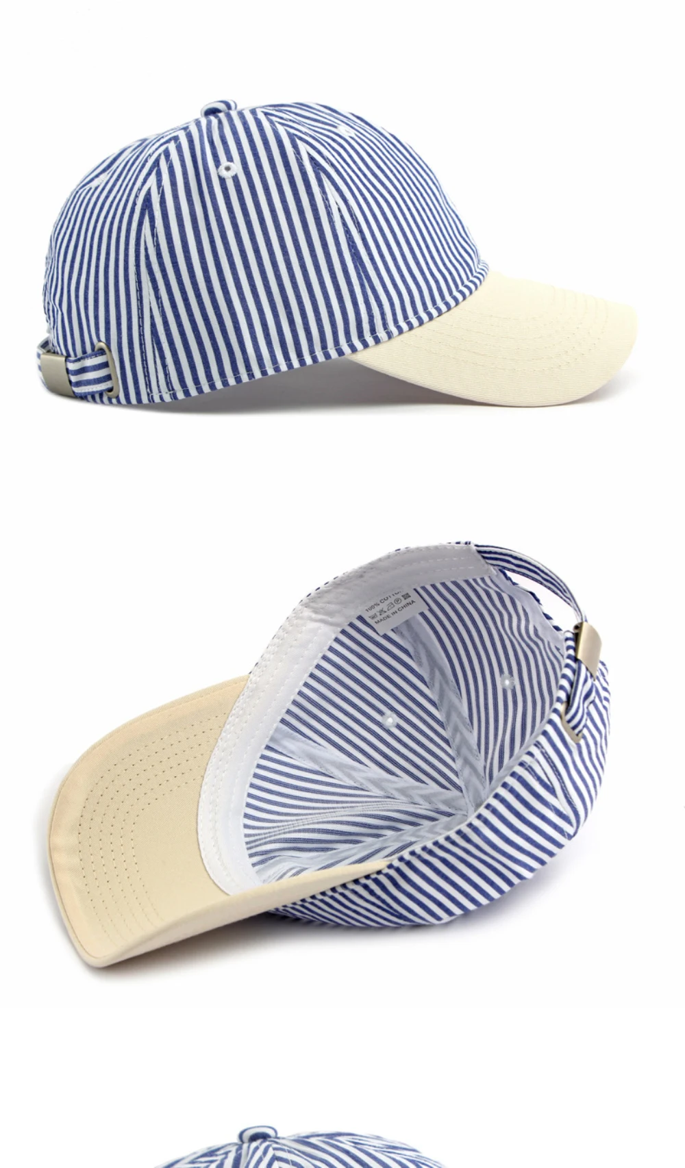 HT5087 Unisex Baseballkappe 2026 Neue Frühling-Sommer Kollektion Weiche Sonnenkappe Gestreifter Baseballhut Verstellbare Snapback-Kappe – Detail 10