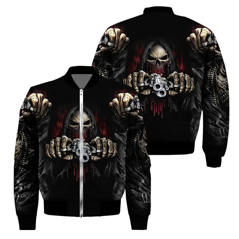 

Men's Fun 3D Skull Printed Fashion Top Men's Coat Autumn/Winter New Sportswear Hip Hop Fashion Street Casual Slim Fit Jacket