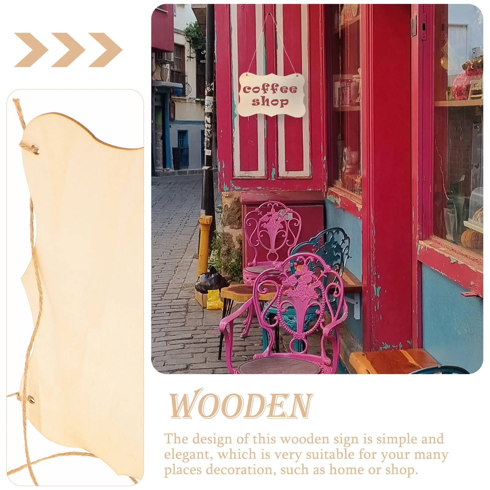 

2Pcs Blank Wooden Sign Plaque Natural Texture DIY Craft Painting Wedding Direction Garden Cafe Decoration Hanging Wood Plaque