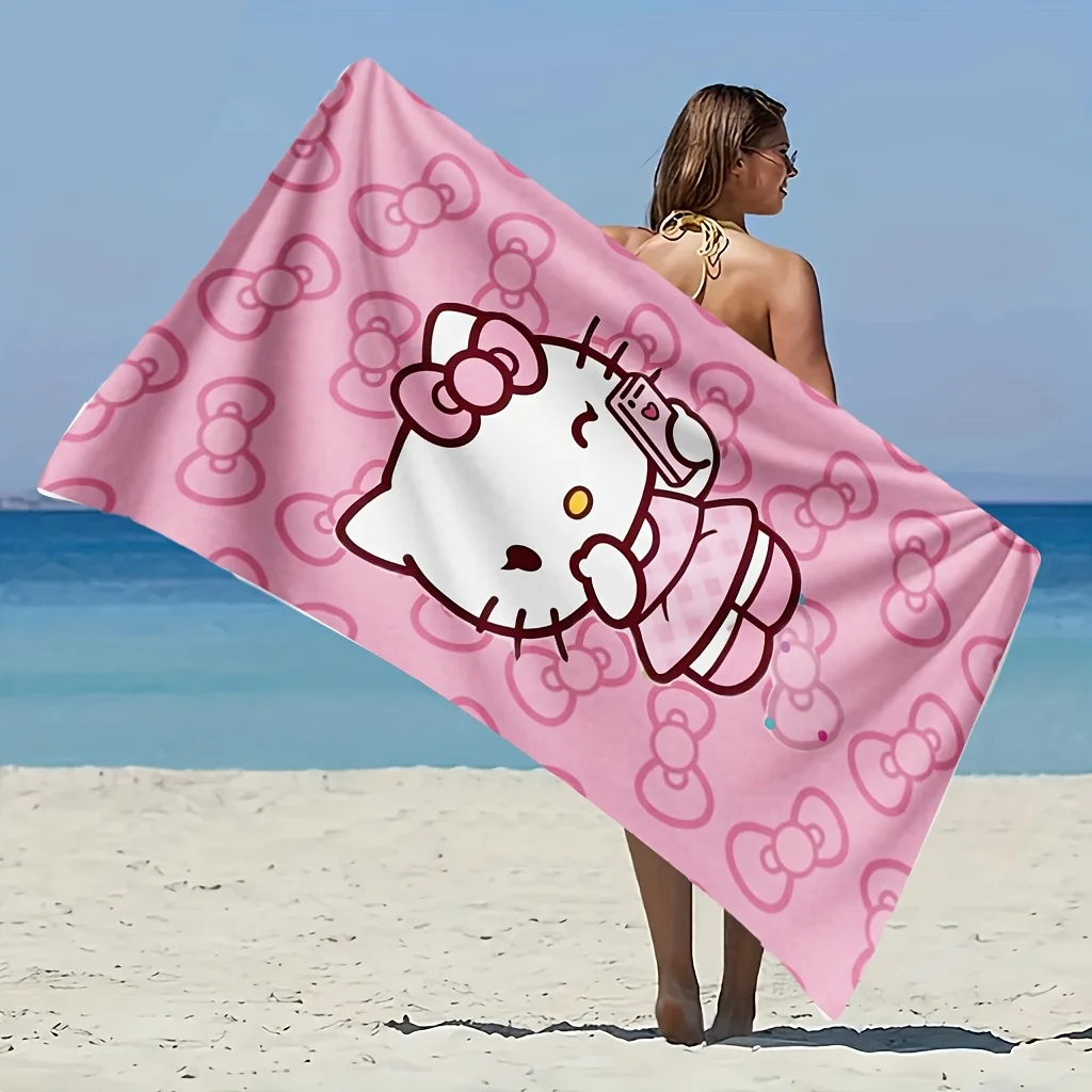 

Пляжное полотенце Sanrio Hello Kitty розового цвета, 1 шт., полиэстер, ультрамягкое, быстросохнущее, легкое, для плавания, путешествий, кемпинга и серфинга.