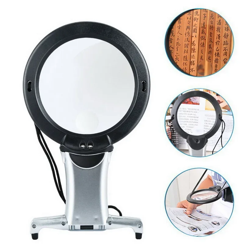 10cm Hand Free LED Loupe Lighted Jewelry Reading Magnifier Neck Wear Magnifying Glass for Seniors Sewing Cross Stitch Embroidery