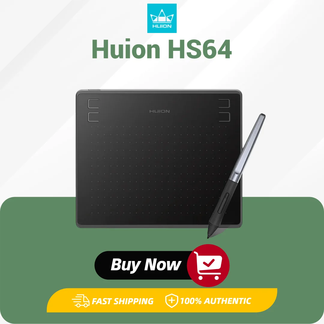 Huion HS64 Graphics Tablet 6x4 Inch Ultrathin Tablet for Beginner Drawing 4 Customized Press Keys, Android Phone Easy Connection