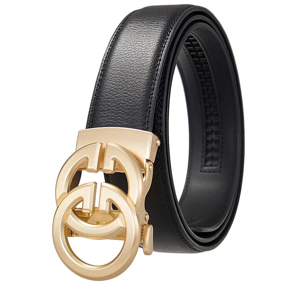 Hochwertiger Echtledergürtel für Herren, luxuriöser Herren-Taillengürtel mit automatischer Metalllegierungsschnalle – Detail 4