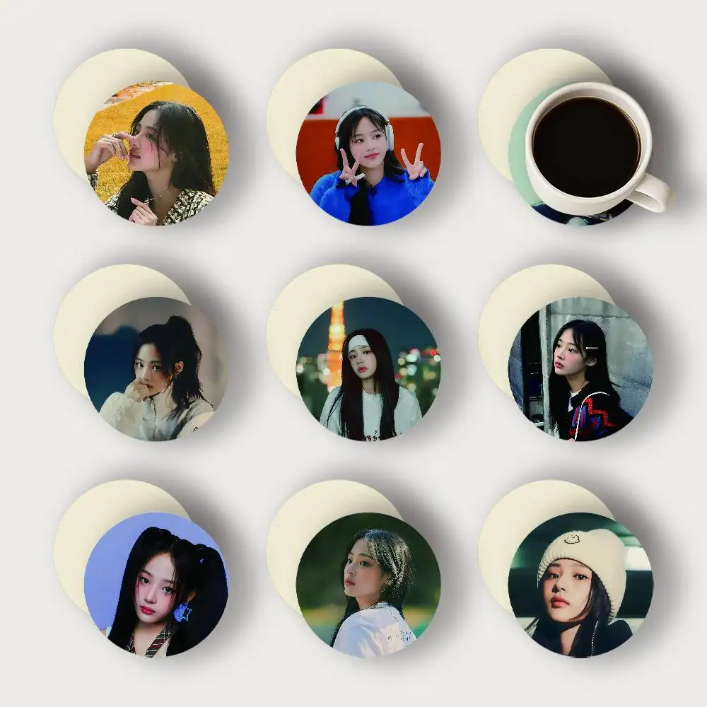 Singer M-Minji 2D Wooden Coasters Heat Resistant Non-Slip Home Office Bar Cafe Restaurant Holiday Birthday Gift Durable