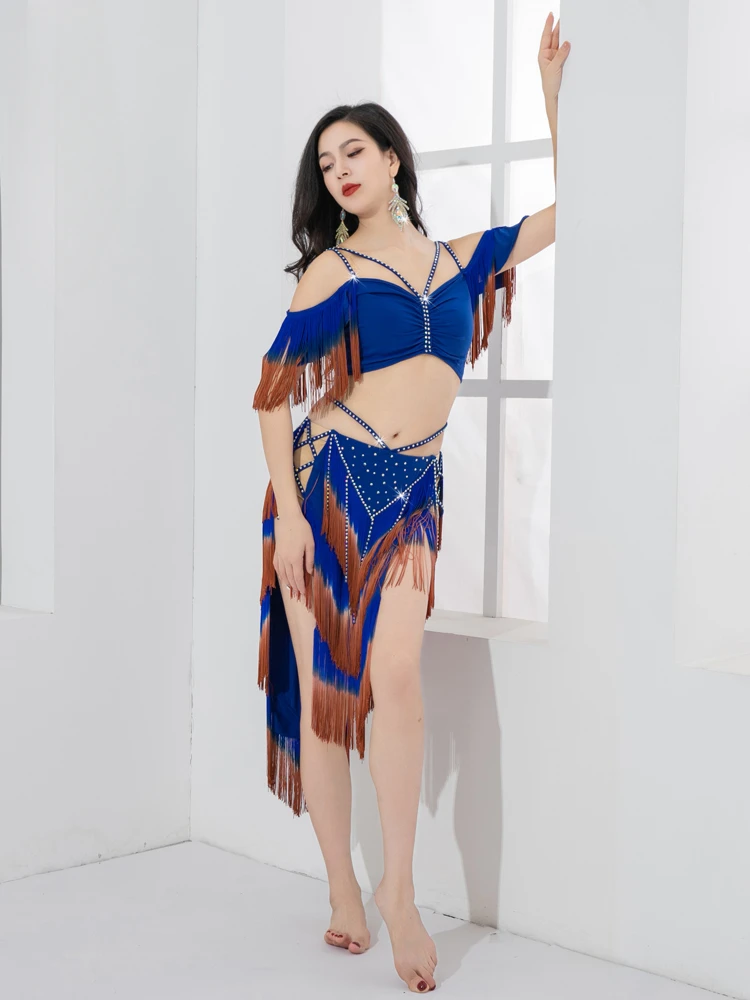 Belly Dance Clothes Suit for Women Oriental Dance Outfit Bra+tassels Skirt 2pcs  Adult Belly Dancing Popsong Set Costume