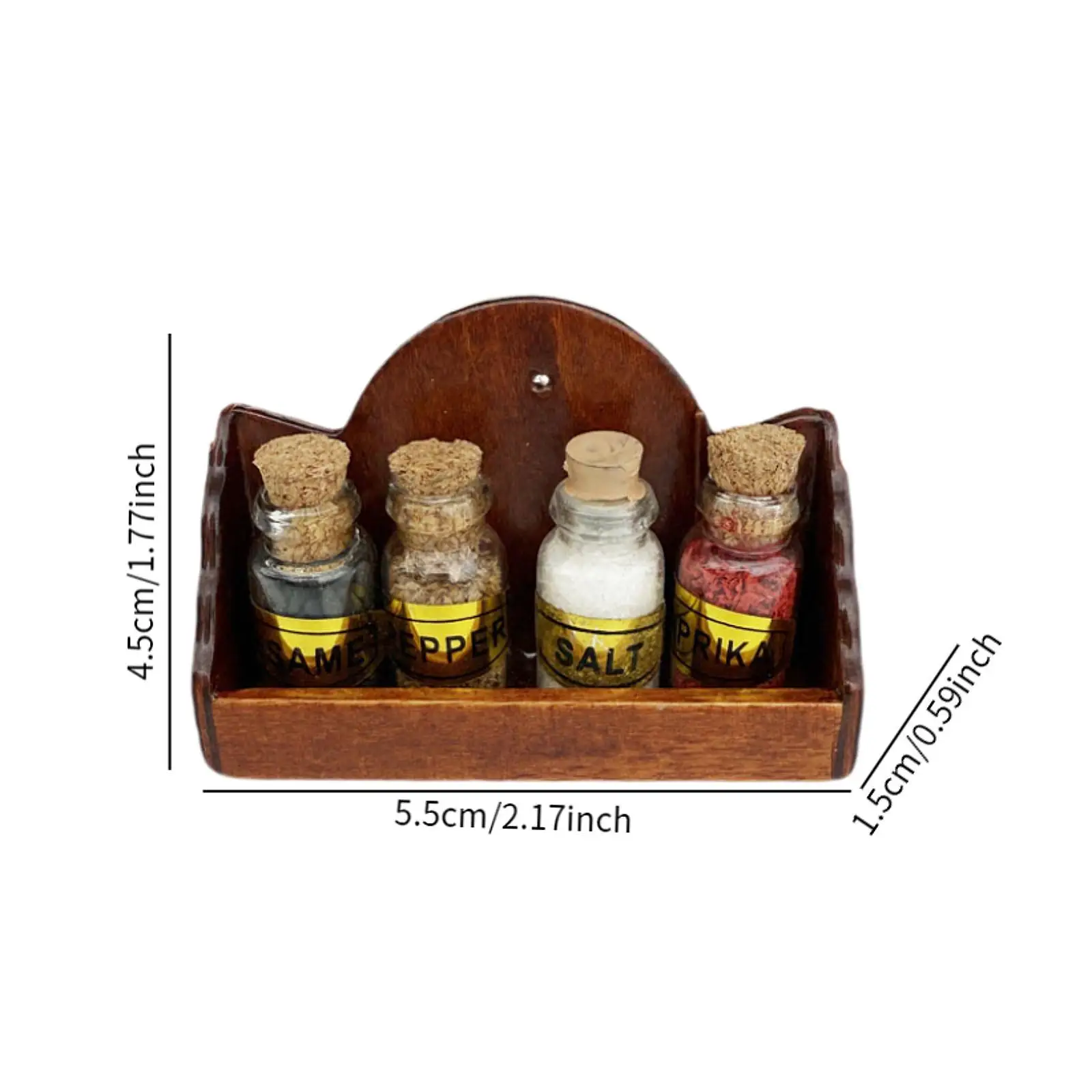 Dollhouse Wall Shelf Mini Furniture Model Organizer Simulation Accessory with 4 Condiment Jars for Life Scene