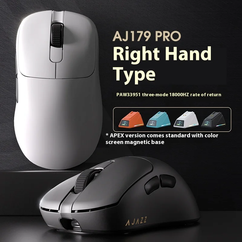 Ajazz Aj179 Pro Mouse Tri Mode Bluetooth Wireless Paw3395 Lightweight Gaming 8k Office Mouse Optical Resolution 30000dpi Gift