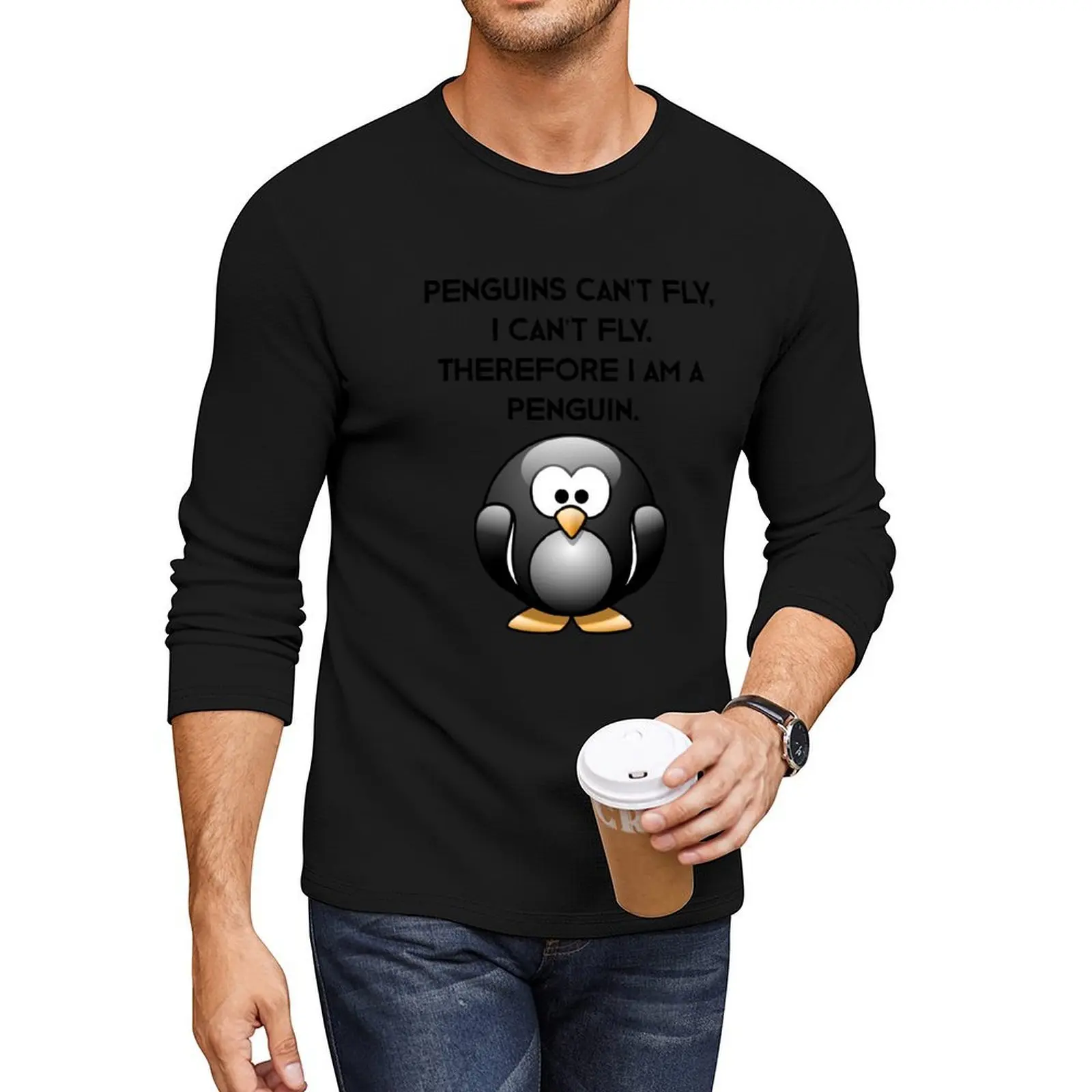

Cute Penguins Can't Fly Funny Penguin Long T-Shirt kawaii clothes tops custom t shirts mens tall t shirts